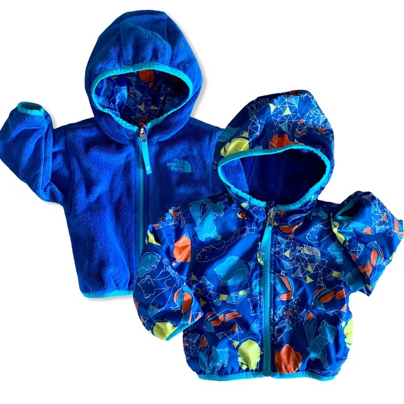BABY NORTH FACE REVERSIBLE HOODED JACKET - Picture 1 of 9
